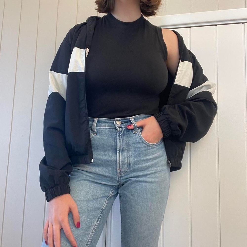 Subdued Black and White Windbreaker